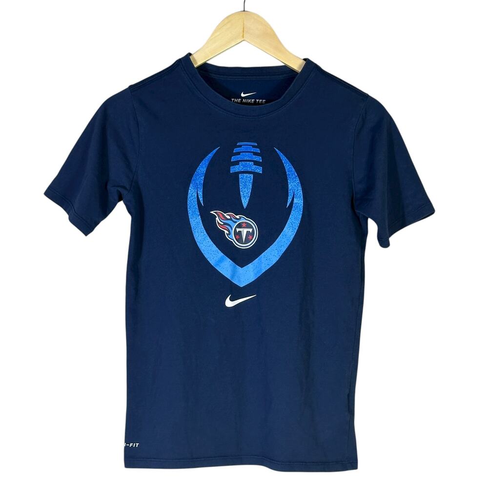 Nike Tennessee Titans T-Shirt Boys M Navy Blue Dri-FIT Football Graphic Sports